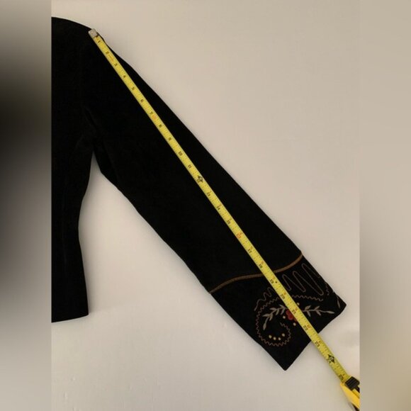 Scully Womens Black Floral Suede Leather Button Western Rodeo Jacket Size 8 - Picture 11 of 12